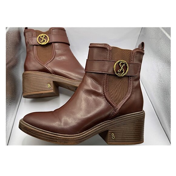 Sam & Libby Natalia Ankle Boots – Chestnut Brown Vegan Leather - Size 10M - Picture 5 of 14